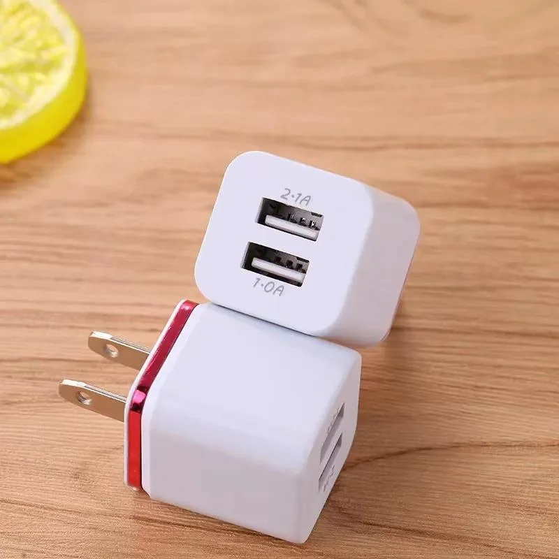 5V 2.1 1A Double USB AC Travel Us Wall Charger Plug Many Colors to Choose Very Popular All Over The World Fastshipping