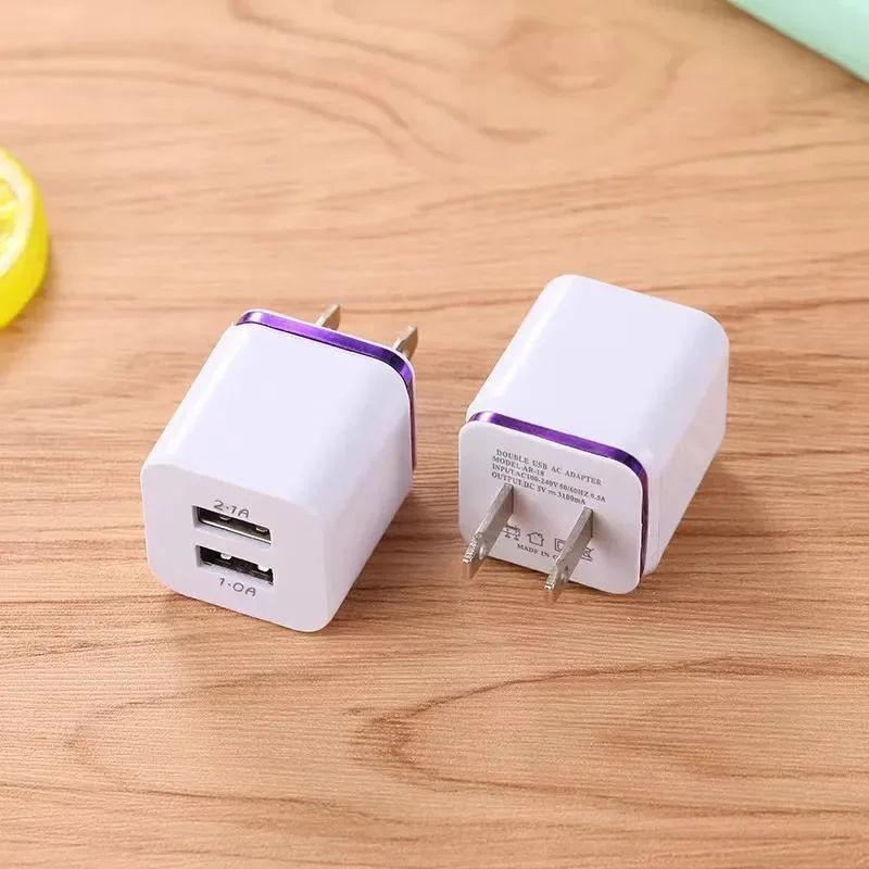 5V 2.1 1A Double USB AC Travel Us Wall Charger Plug Many Colors to Choose Very Popular All Over The World Fastshipping