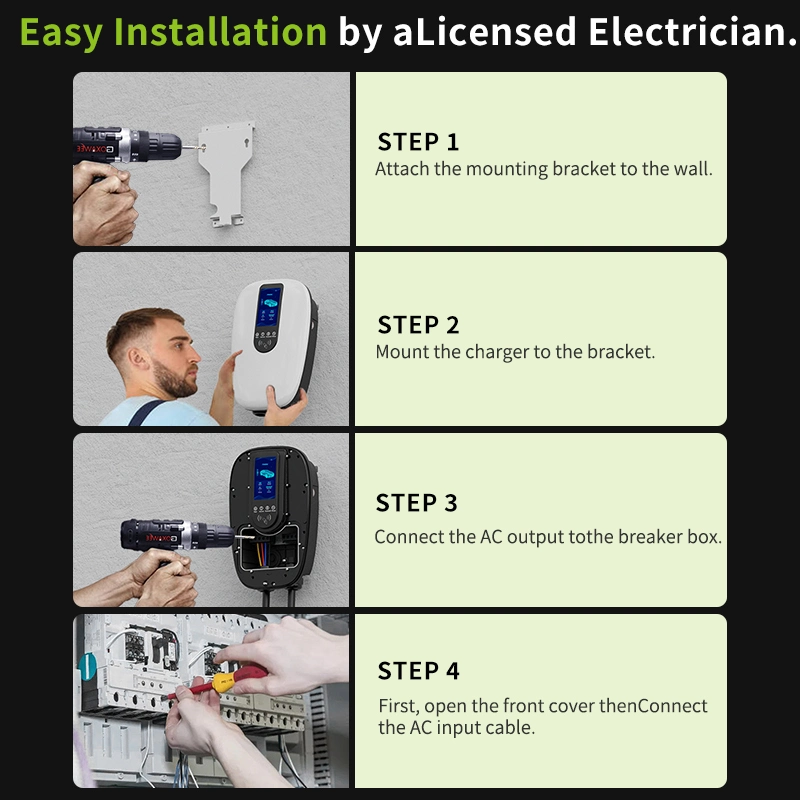 Wall-Mounted EV Charger Type 2 Gbt AC Fast Charging with APP/RFID Card