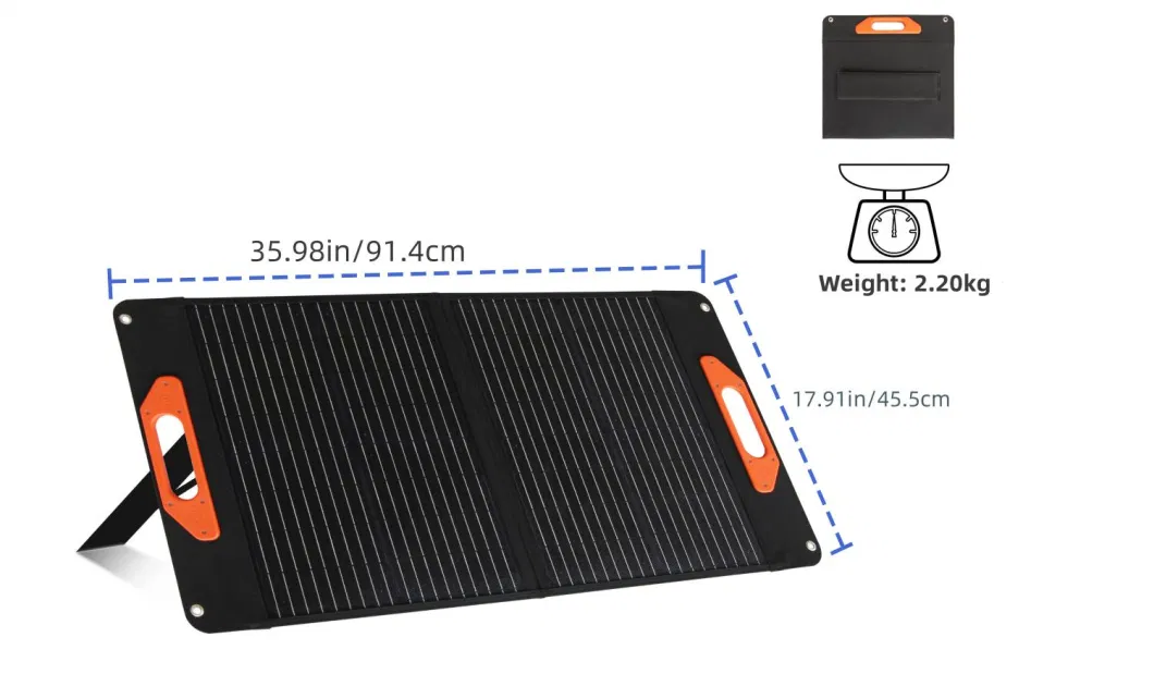 Factory Direct Renewable Energy Foldable Solar Panels 100W 2.9kg