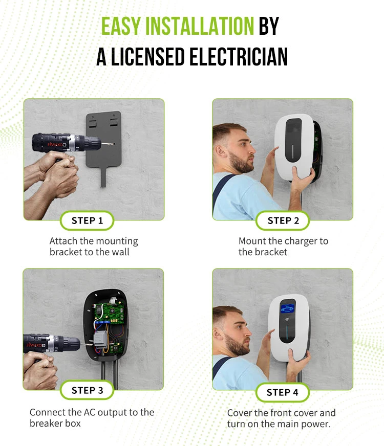 SAE J1772 Type 1 Smart Home EV Charging Station with WiFi/APP/RFID Card