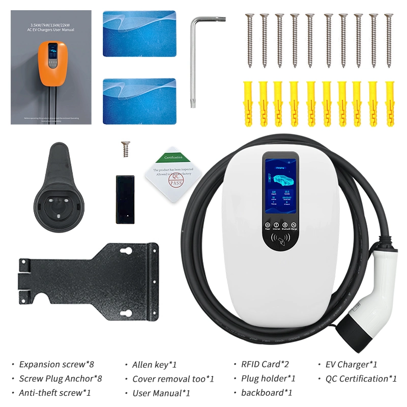 Wall-Mounted EV Charger Type 2 Gbt AC Fast Charging with APP/RFID Card