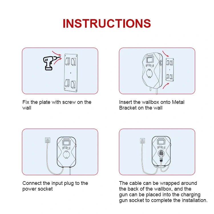 European Standard 11 Kw AC New Design EV Wall Mounted 16A 3 Phase Car Charger