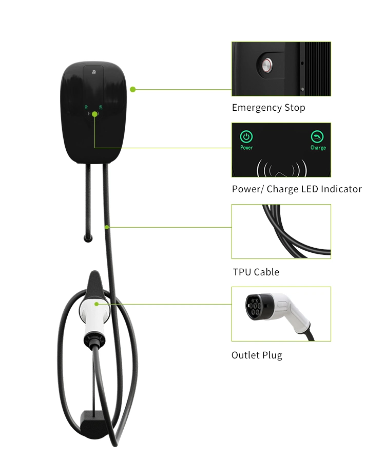 11kw Plug and Play Type 1/Type2/Gbt Electric Car Charger for Home Charging