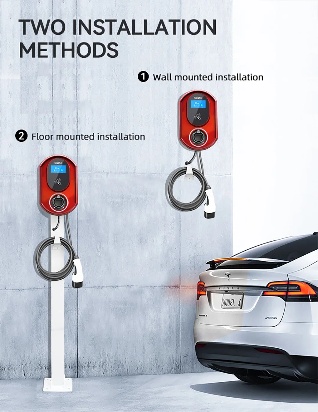 Ocpp 1.6j Electric Car 7kw 11kw 22kw Three Phase EV Charging Station Evse Wallmounted 32A 16A with Type 2 Outlet