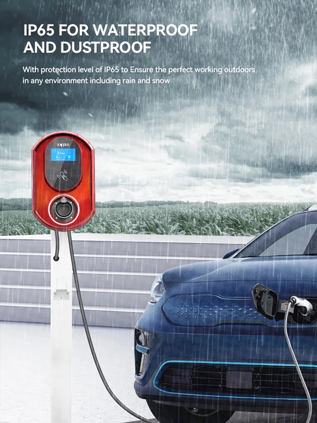 Ocpp 1.6j Electric Car 7kw 11kw 22kw Three Phase EV Charging Station Evse Wallmounted 32A 16A with Type 2 Outlet