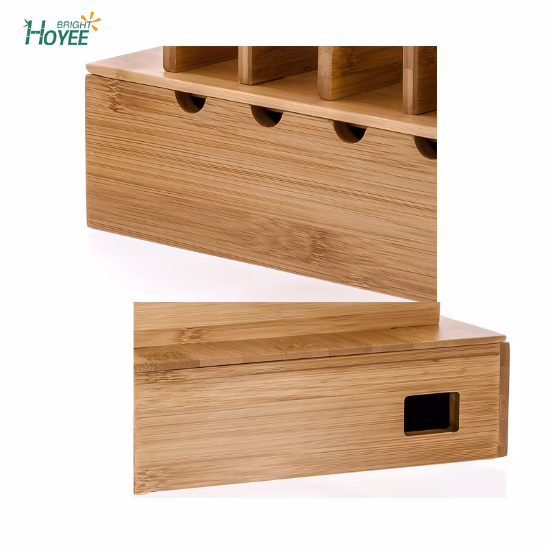Natural Bamboo Charging Station Rack for Smartphones and Tablets