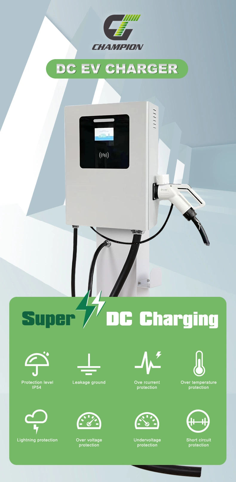 New Design DC Fast Electric Car EV Charger Station Wall Mounted EV Car Charger Ocpp