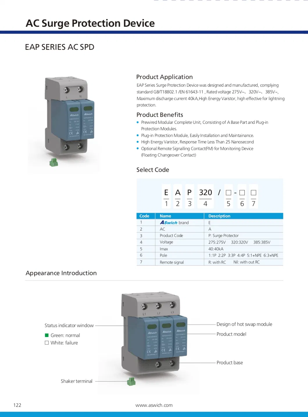 Aswich 1000V DC AC 440V Combiner Box Distribution Box