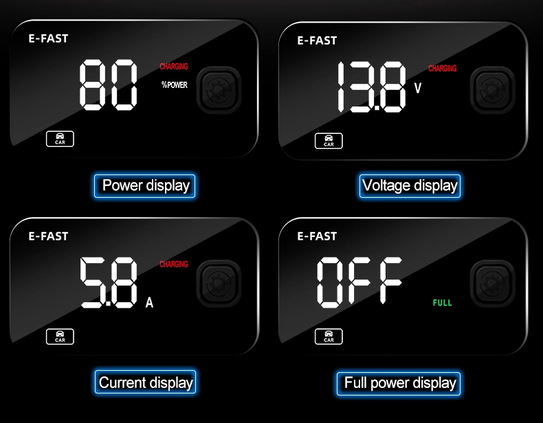 E-Fast Pulse Repair Lead Acid Battery Charger 12V 6A Full Intelligent Automatic Repair Car Battery Charger