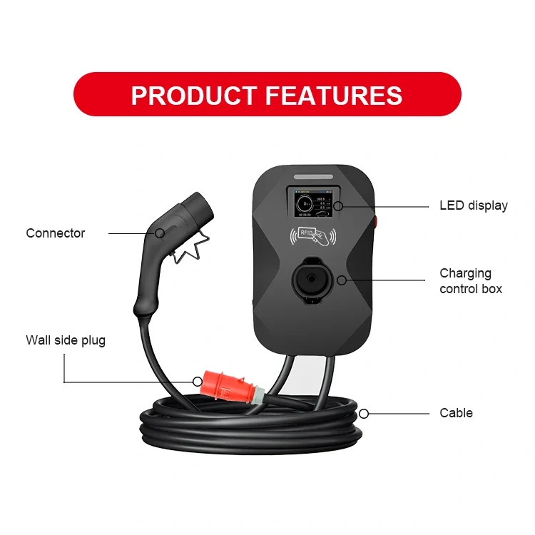 European Standard 11 Kw AC New Design EV Wall Mounted 16A 3 Phase Car Charger