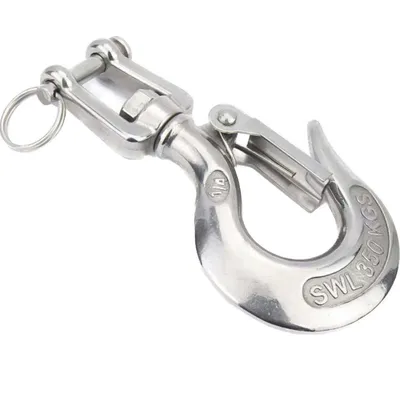 High Quality Stainless Steel Sling Safety Latched Eye Type Swivel Crane Hook Swivel Selflock Hook for Lifting