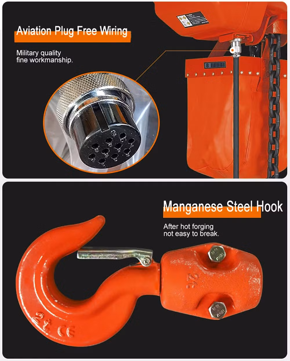 Lifting Hoists 2 Ton 5 Ton 10 Ton Toneladas Polipasto De Cadena Hoisting Rail Trolley Type Hook Type Three Phase Electric Chain Hoist for Lifting Crane