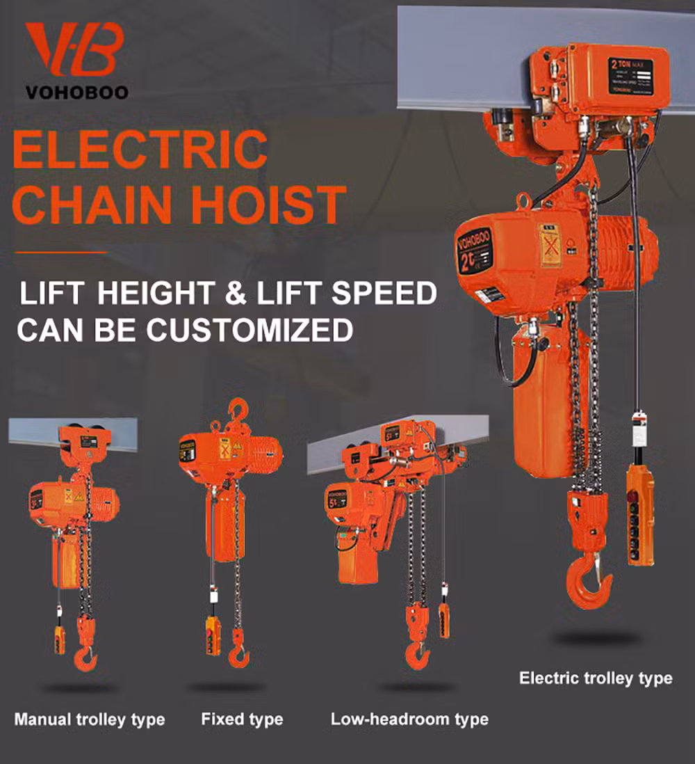 Lifting Hoists 2 Ton 5 Ton 10 Ton Toneladas Polipasto De Cadena Hoisting Rail Trolley Type Hook Type Three Phase Electric Chain Hoist for Lifting Crane