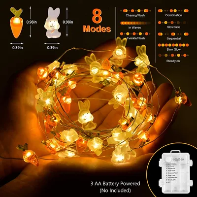 Pasqua 50LED Bunny Carrot String luci a batteria usato indoor Per decorazione