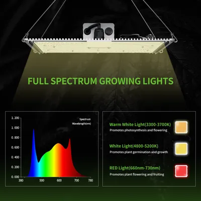 Illuminazione regolabile ad altezza regolabile a crescita di piante LED impermeabile ad ampio spettro Aumenta le luci