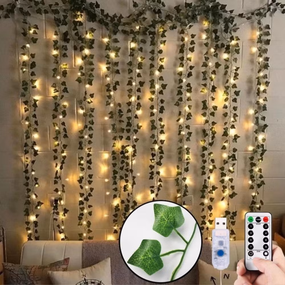 Leaves Garland Plants Vine Hanging Decorative LED Fairy Lights Ci27961