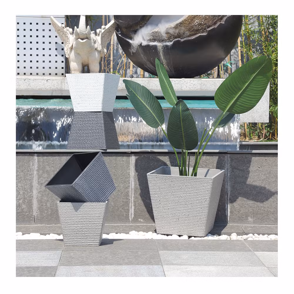 Top Quality Large Square Planter Pots Plastic Outdoor White Elegant Plant