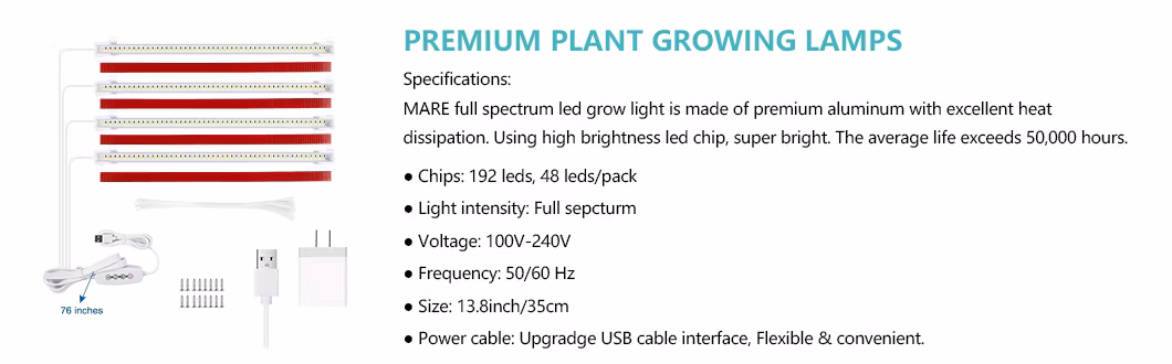 LED Grow Light for Indoor Plants with Auto on/off Timer, 3/6/12h Timer, 192 LEDs, 4 Dimmable Modes for Horticulture