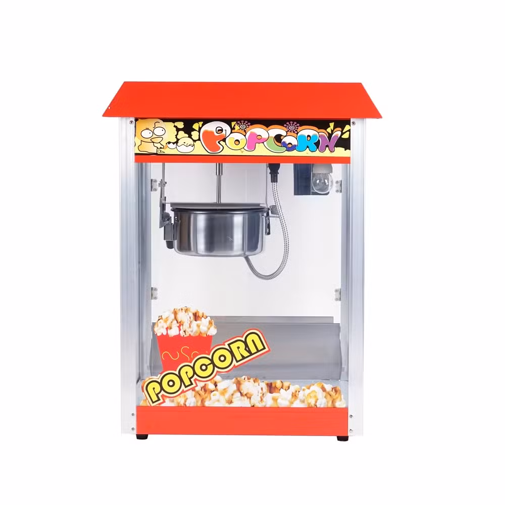 Easy to Use and Clean CE Certified Premium Stainless Steel Non Stick Teflon Coated 1440W Red Roof Electric Popcorn Machine