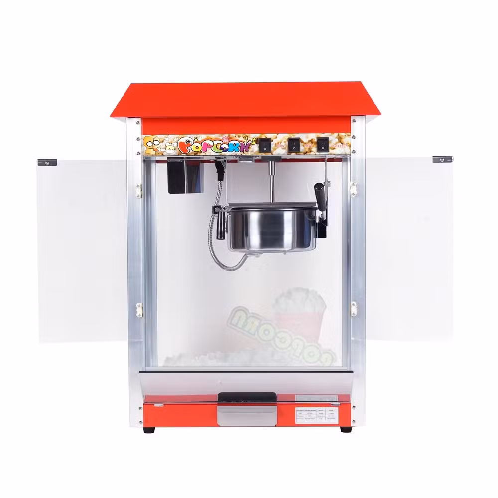 Easy to Use and Clean CE Certified Premium Stainless Steel Non Stick Teflon Coated 1440W Red Roof Electric Popcorn Machine