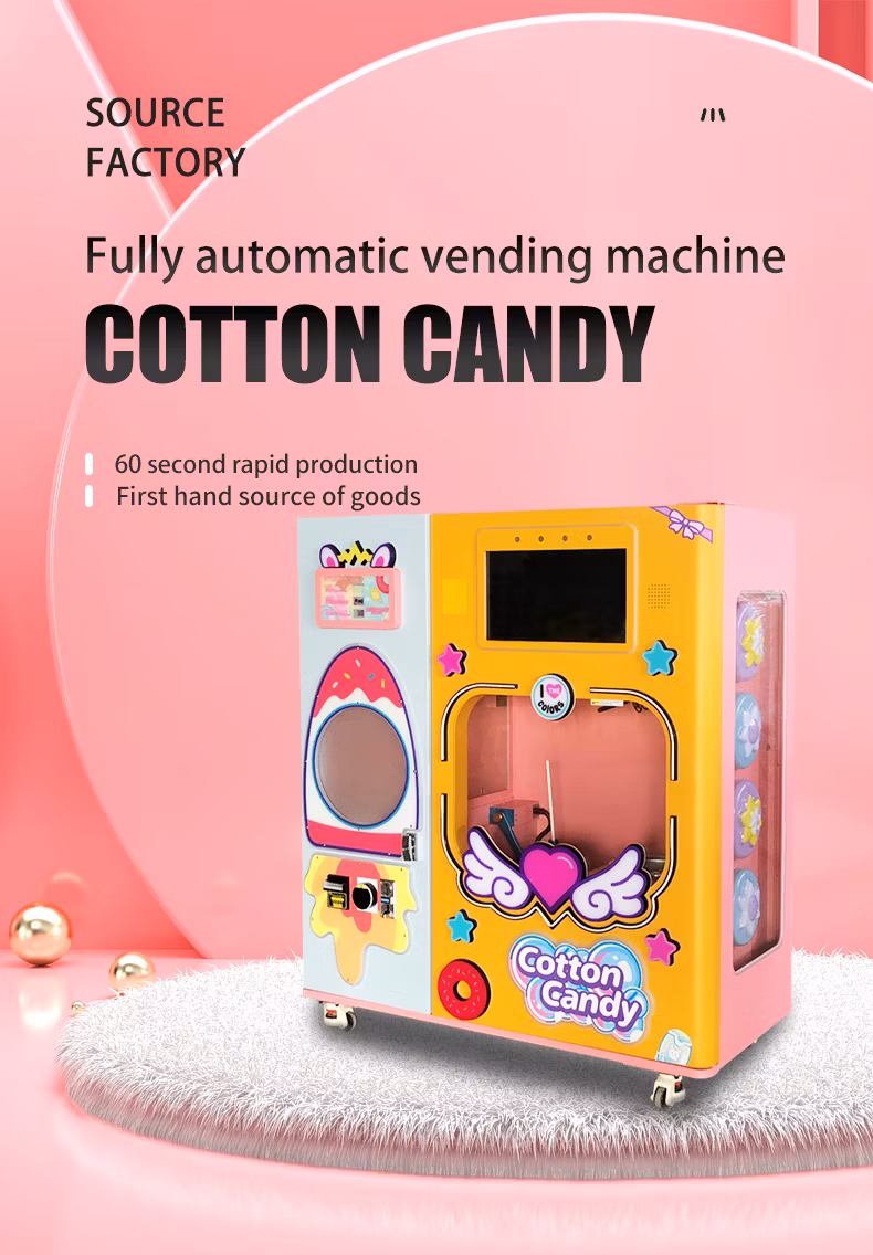 Manufacture Electric Commercial Factory Automatic Cotton Candy Vending Machine Floss Flower Candy Machine for Small Business