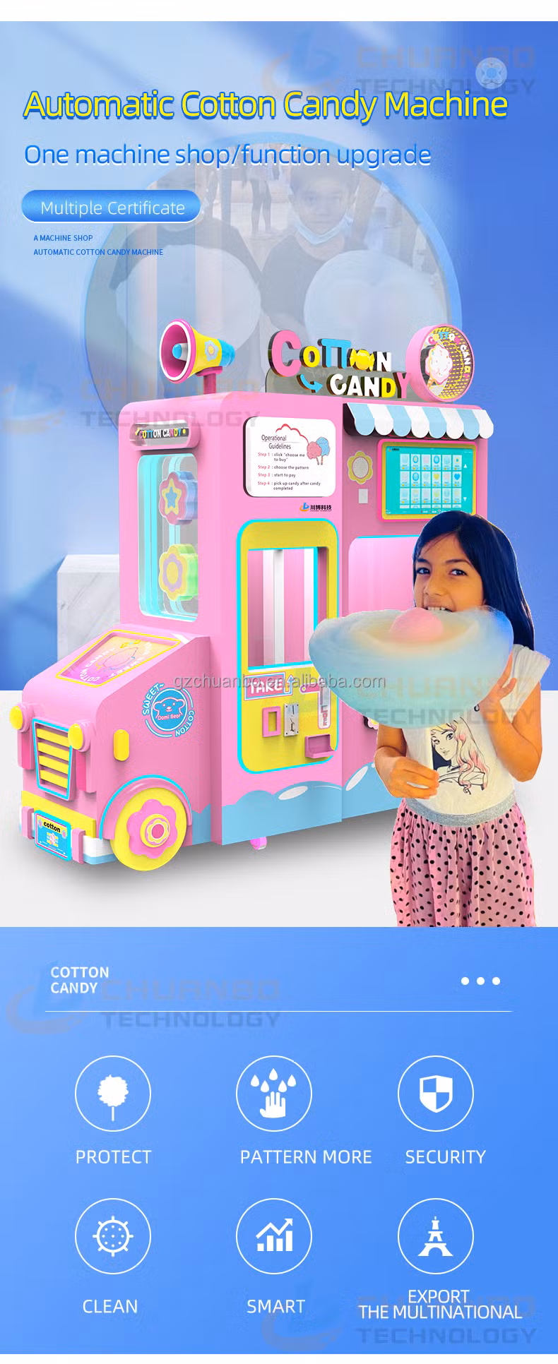 High Quality Automatic Cotton Candy Machine Robot Electric Sugar Cotton Candy Floss Vending Machine for Shopping Malls