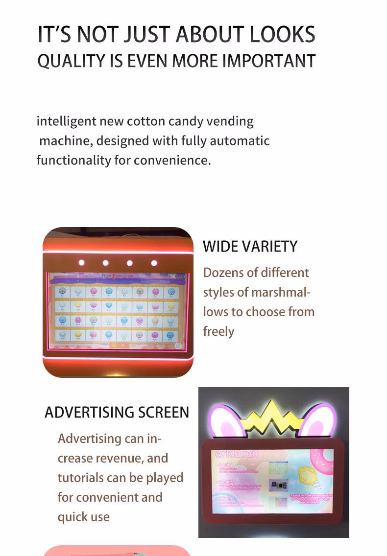 New Design Cotton Candy Machine with Sugar Selling Automatic Cotton Vending Machine Cotton Candy