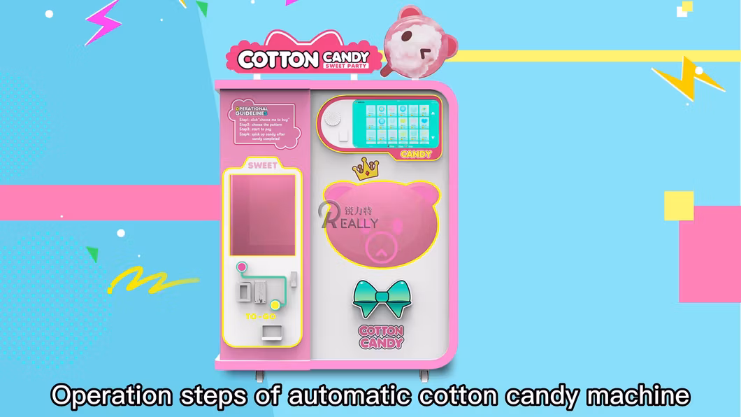 Automatic Cotton Candy Vending Machine Commercial Flower Shape Marshmallows Making Machine Vending
