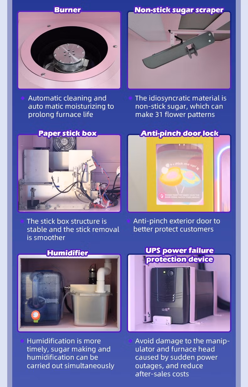 Intelligent New Design Commercial Fairy Floss Robot Pink Cotton Candy Vending Machine