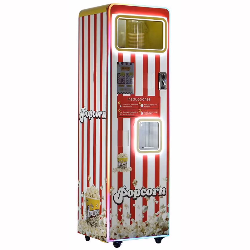 Customized 2 Flavors 32oz Caramel Mini Commercial Making Cinema Shopping Mall Automatic Popcorn Vending Machine