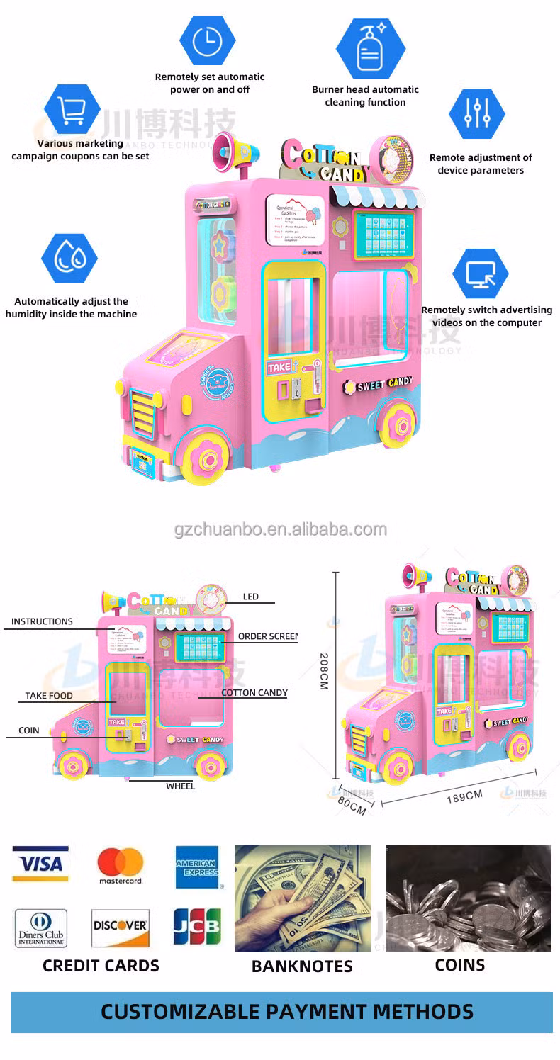 High Quality Automatic Cotton Candy Machine Robot Electric Sugar Cotton Candy Floss Vending Machine for Shopping Malls