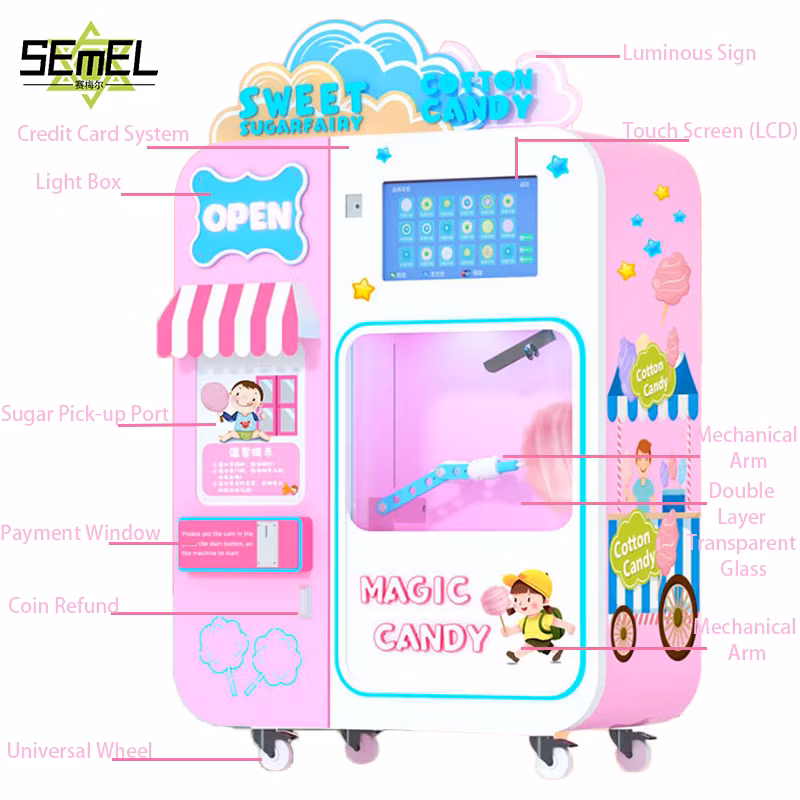 Fully Automatically Fairy Candy Floss Cotton Candy Vending Machine with Zs95