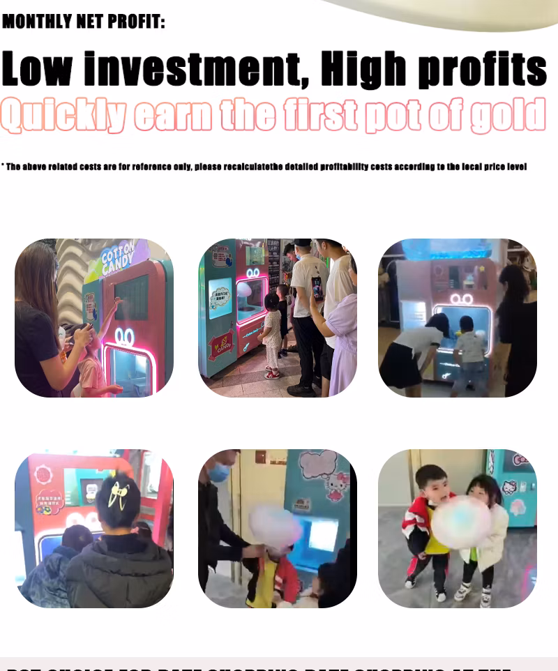New Design Robotic Cotton Candy Vending Machine with Coin &amp; Credit Card Payment