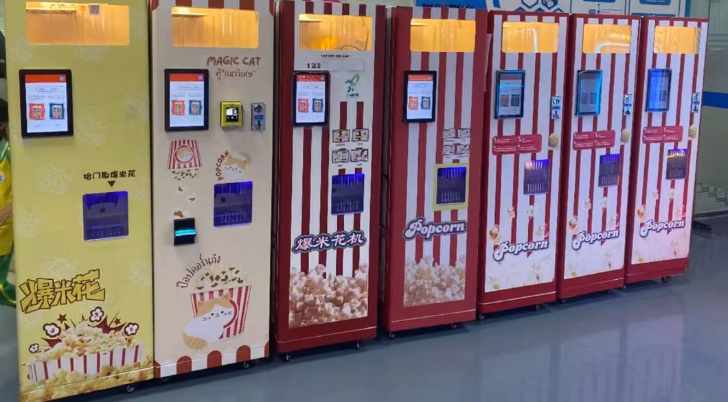 Customized 2 Flavors 32oz Caramel Mini Commercial Making Cinema Shopping Mall Automatic Popcorn Vending Machine