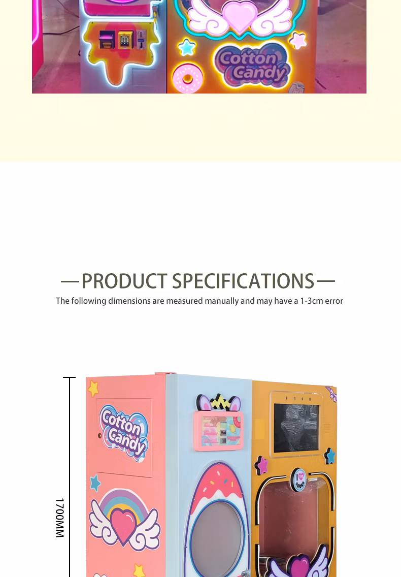 Manufacture Electric Commercial Factory Automatic Cotton Candy Vending Machine Floss Flower Candy Machine for Small Business