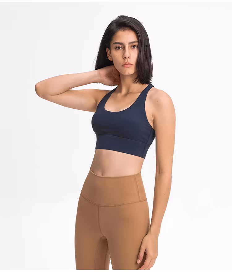 Solid-Color Double-Sided Brushed Women&prime;s Underwear Multi-Back Strap Crossover Anti-Shock Sports Bra