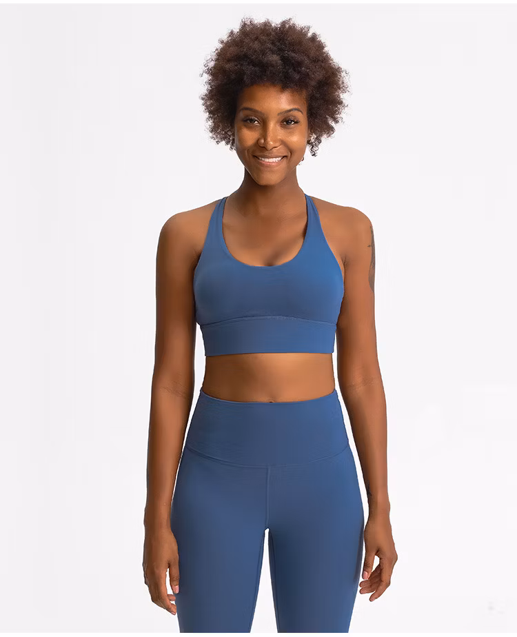 Solid-Color Double-Sided Brushed Women&prime;s Underwear Multi-Back Strap Crossover Anti-Shock Sports Bra