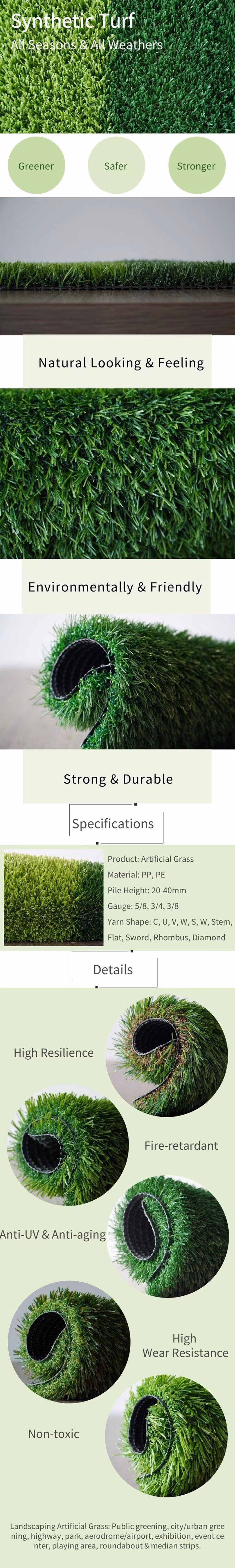 Promotion 40mm High Quality Synthetic Grass for Garden
