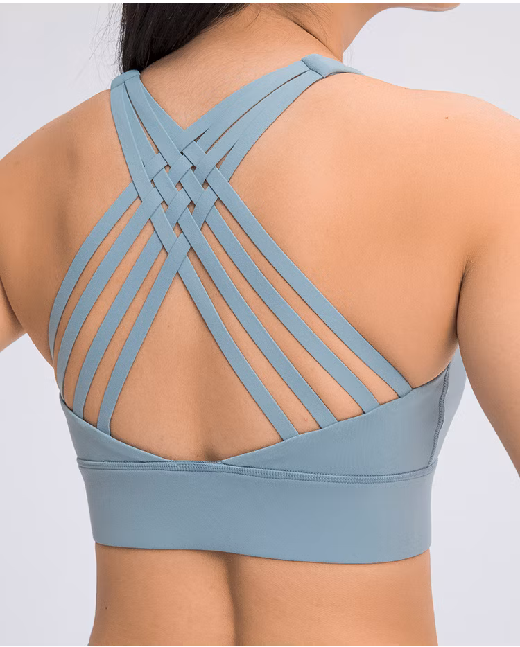 Solid-Color Double-Sided Brushed Women&prime;s Underwear Multi-Back Strap Crossover Anti-Shock Sports Bra