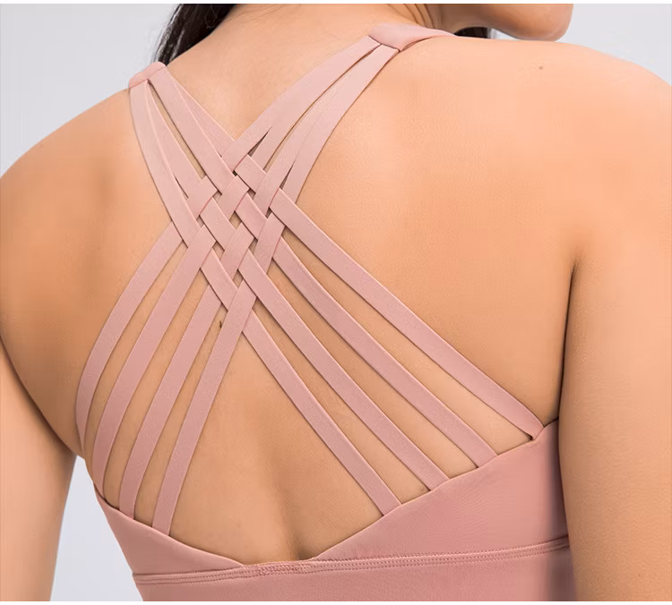 Solid-Color Double-Sided Brushed Women&prime;s Underwear Multi-Back Strap Crossover Anti-Shock Sports Bra