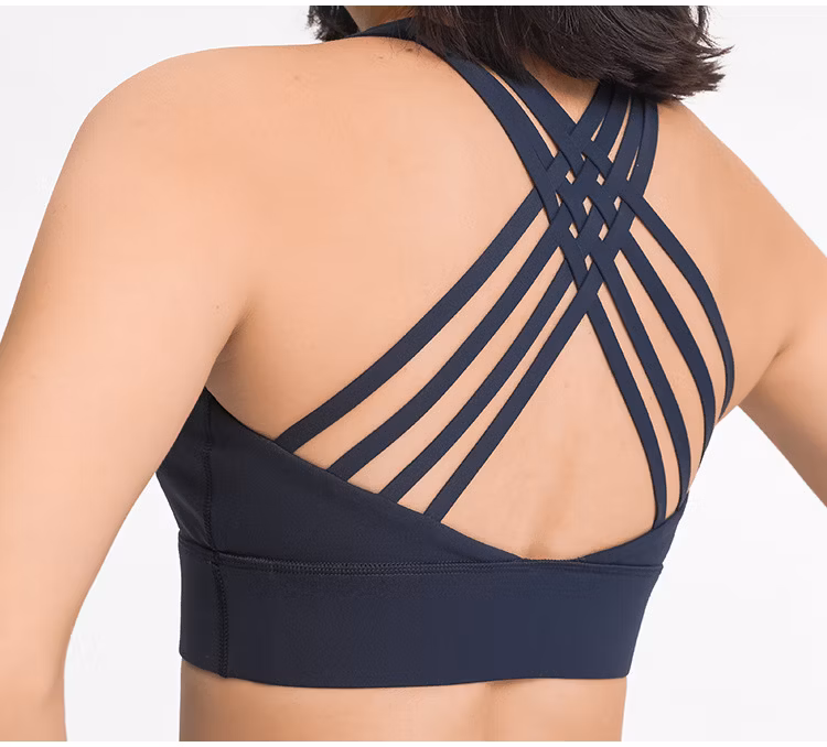 Solid-Color Double-Sided Brushed Women&prime;s Underwear Multi-Back Strap Crossover Anti-Shock Sports Bra