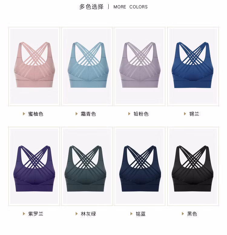 Solid-Color Double-Sided Brushed Women&prime;s Underwear Multi-Back Strap Crossover Anti-Shock Sports Bra