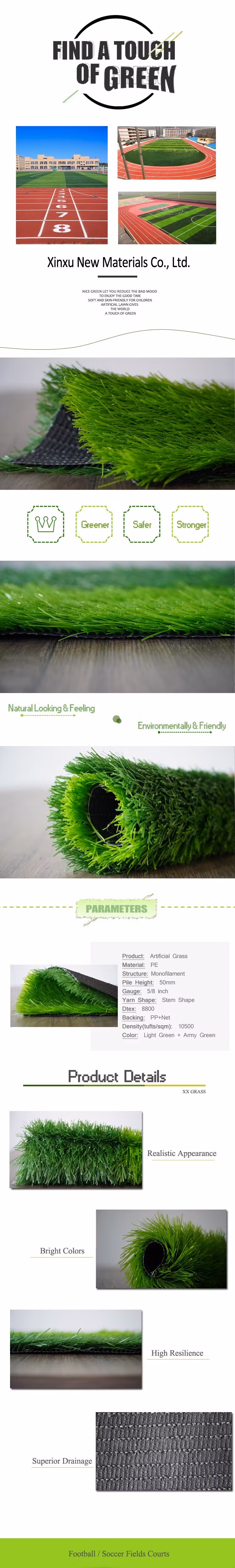 Artificial Grass P. P+P. E Factory Direct Wholesale for Decoration Grass