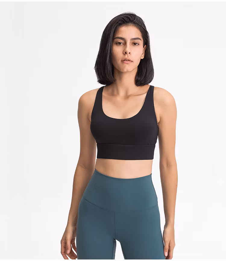 Solid-Color Double-Sided Brushed Women&prime;s Underwear Multi-Back Strap Crossover Anti-Shock Sports Bra