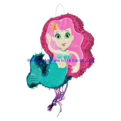 Party Supplies Photo Props Paper Pinata for Candy or Toys Cute Colorful Mermaid Pinata for Girls Birthday