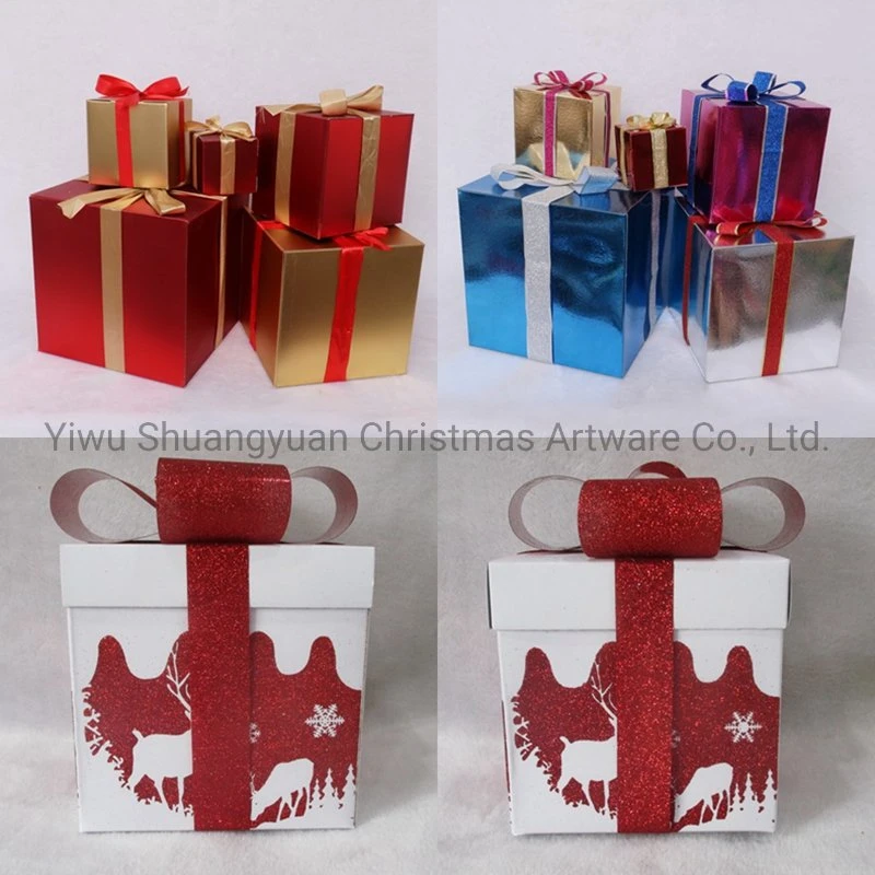 Christmas Paper Gift Box Set for Holiday Wedding Party Decoration Supplies Hook Ornament Craft Gifts