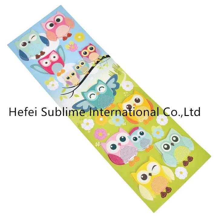 Colorful Owl 3D Fancy Paper Stickers, 16-Piece