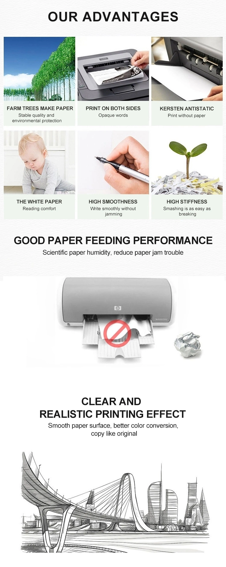 A4 Printing Paper Directly Supplied by The Manufacturer 70g 80g Copy Paper Office Paper Children&prime;s Origami Pure Wood Pulp White