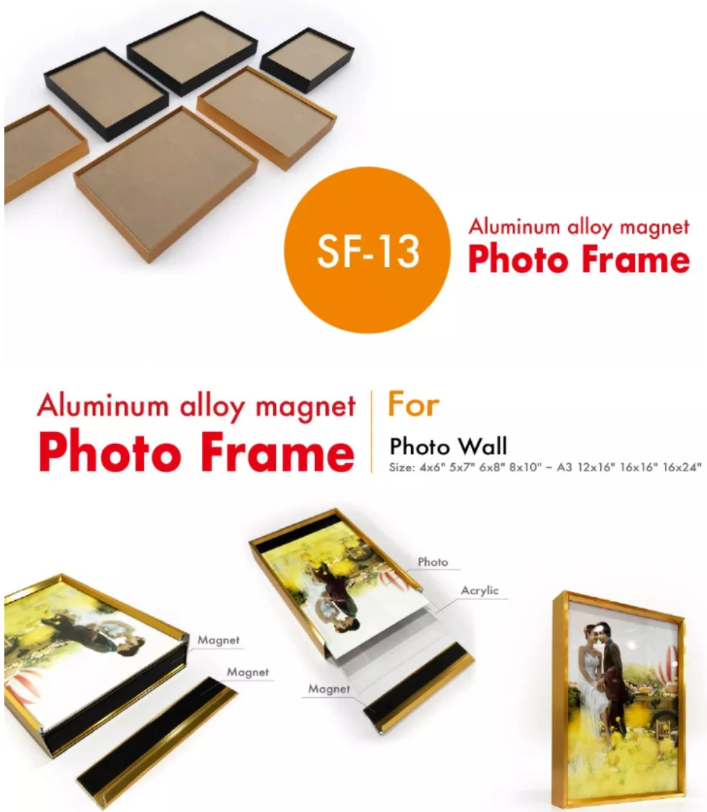 Magnet Self Stand and Wall Mounting Aluminium Picture Frame